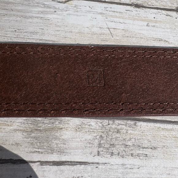 Fossil Leather Belt Sz Med Red 31” Metal Buckle Western Boho Earthy Classic - Picture 9 of 12
